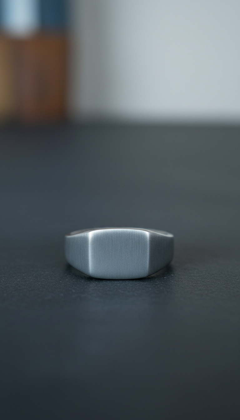 Minimalist Titanium Signet Ring