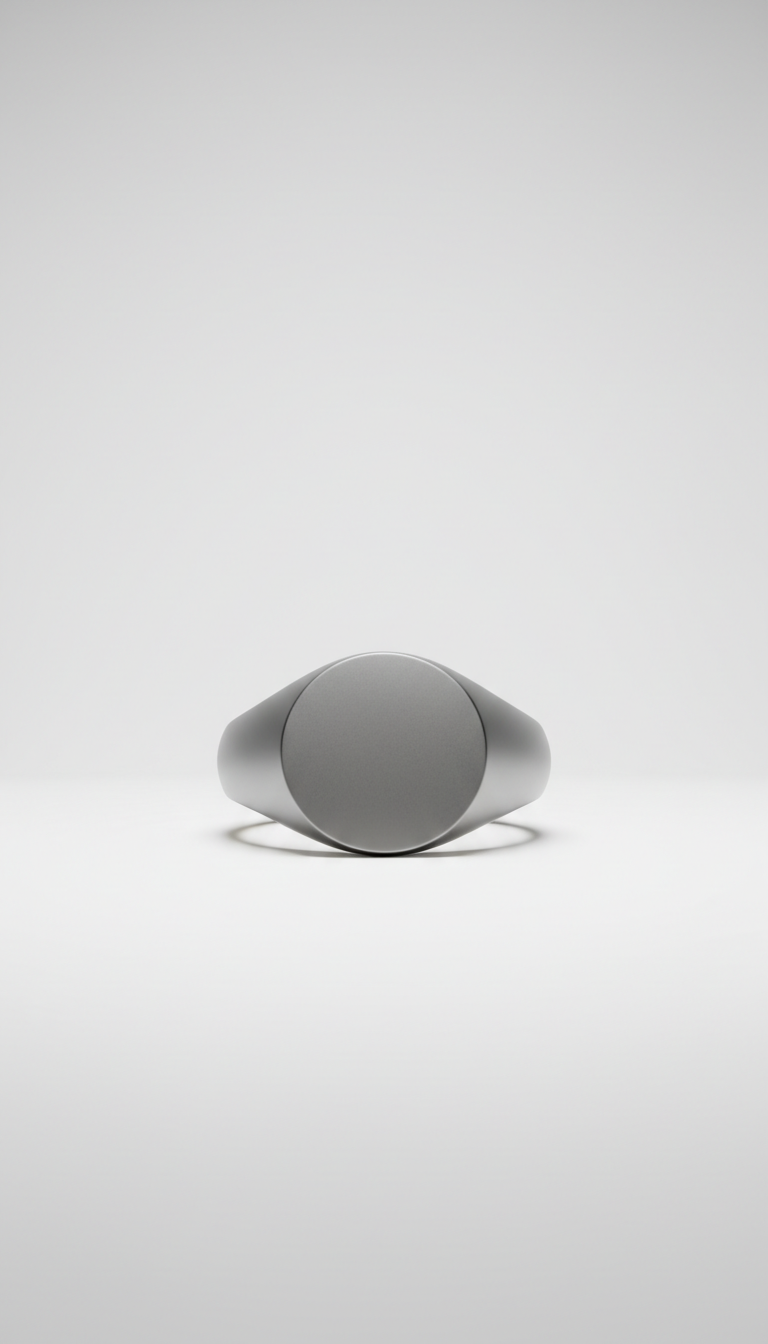 Matte steel signet ring